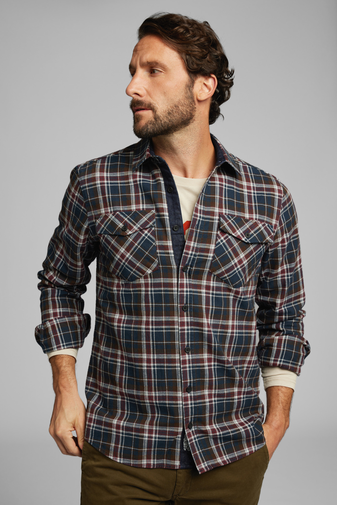 Skjorta PLAID FLANNEL blå / röd