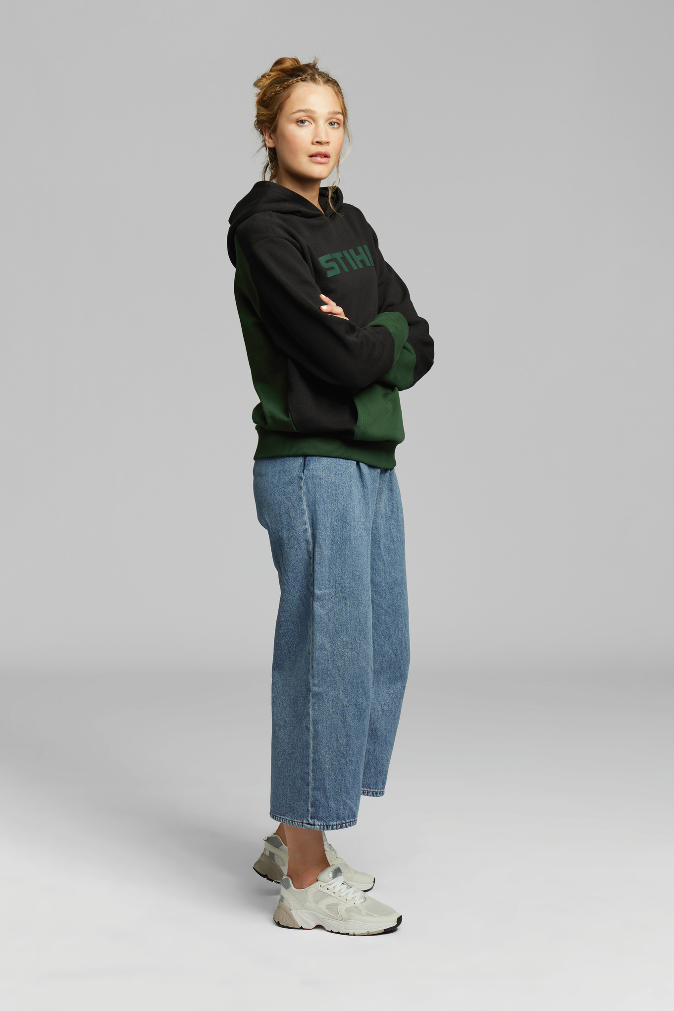 Hoodie COLORBLOCK POCKET grön