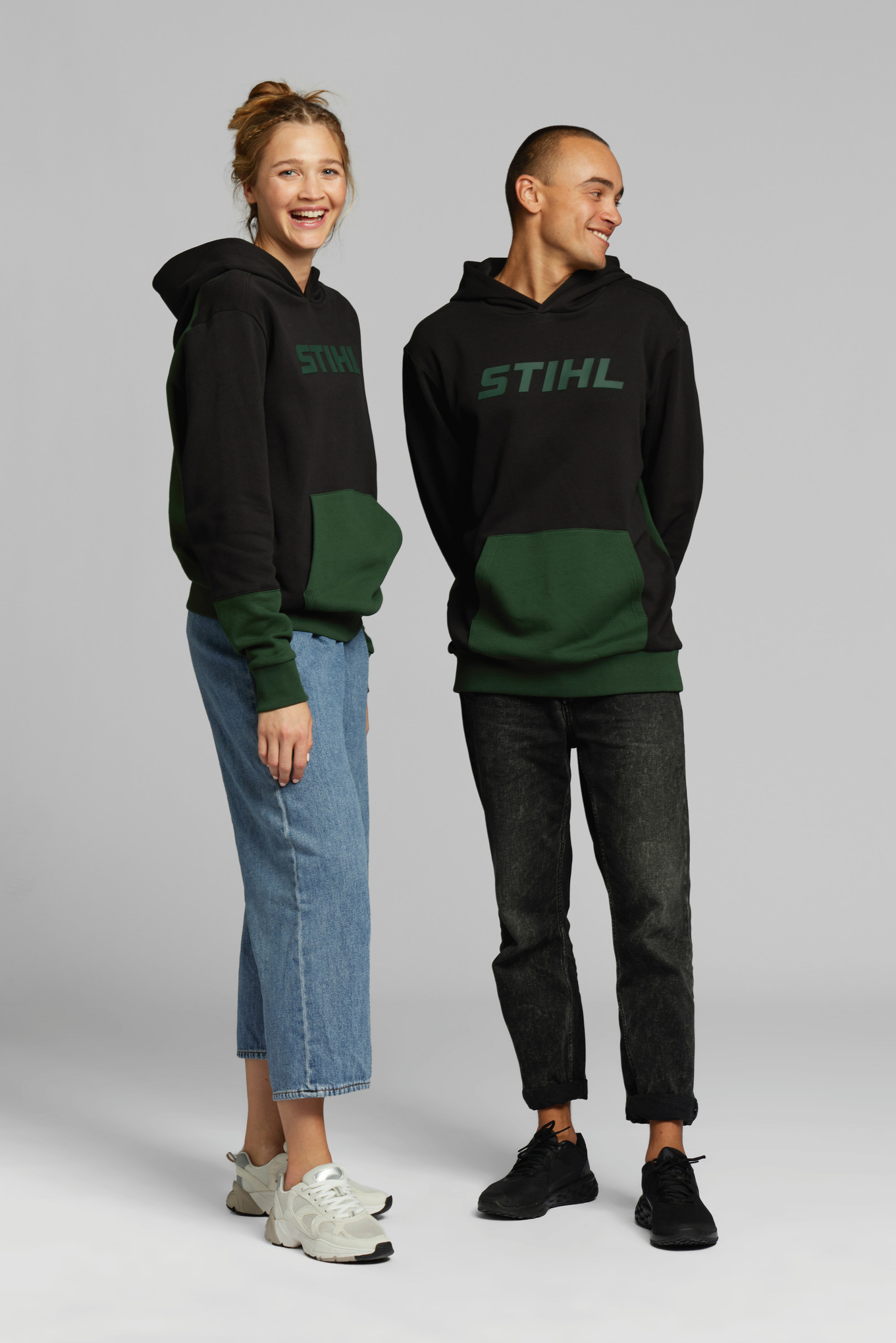Hoodie COLORBLOCK POCKET grön