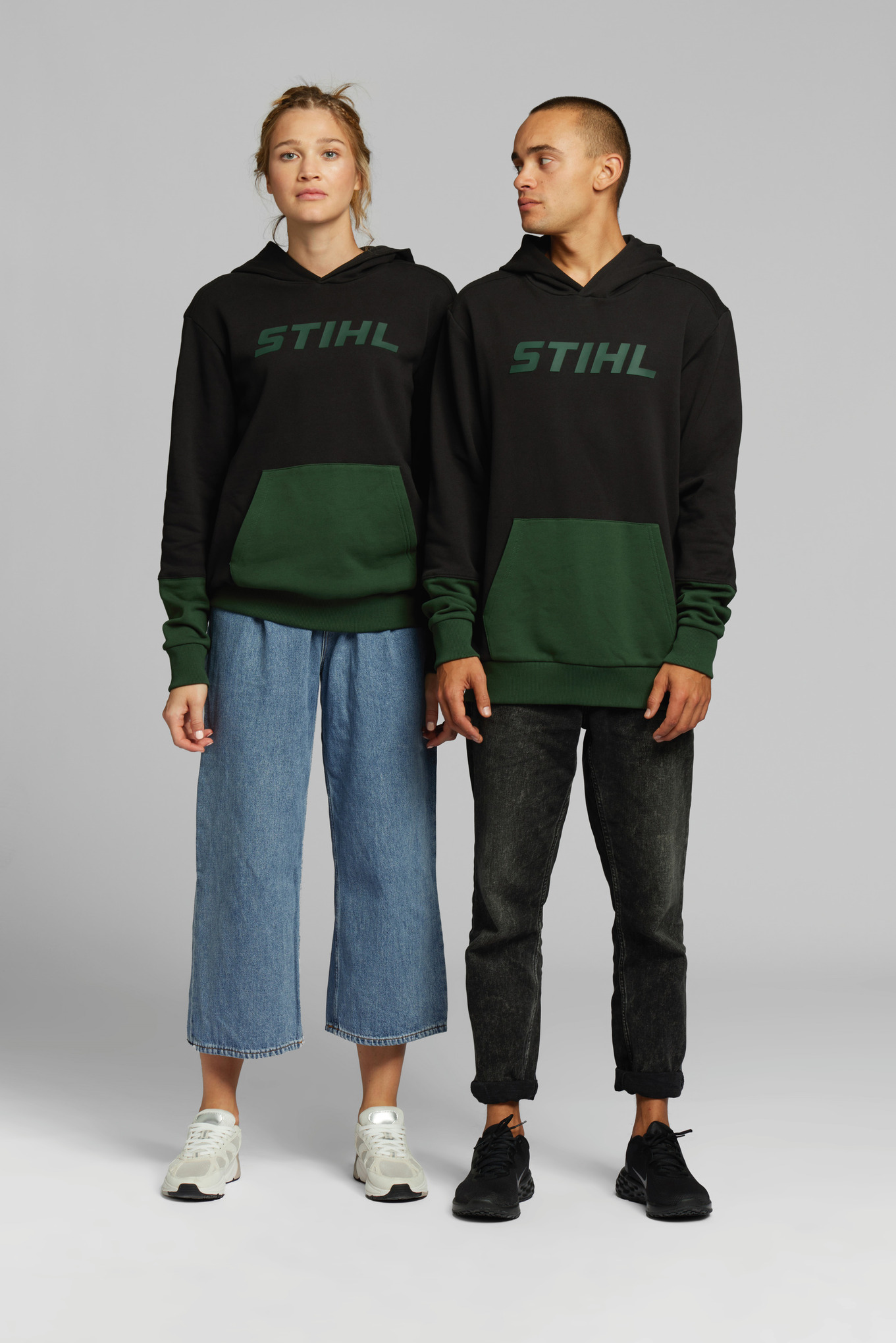 Hoodie COLORBLOCK POCKET grön