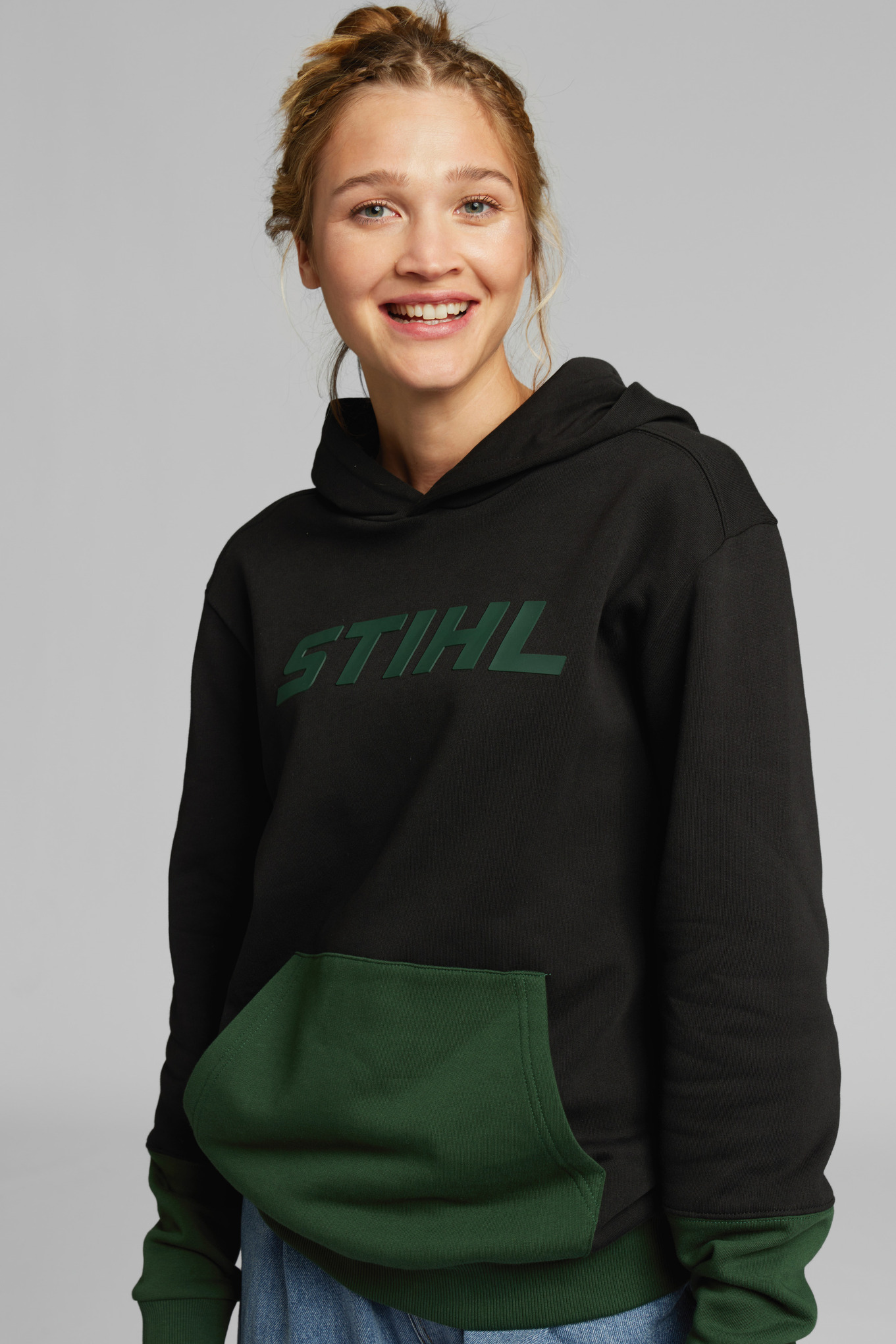 Hoodie COLORBLOCK POCKET grön