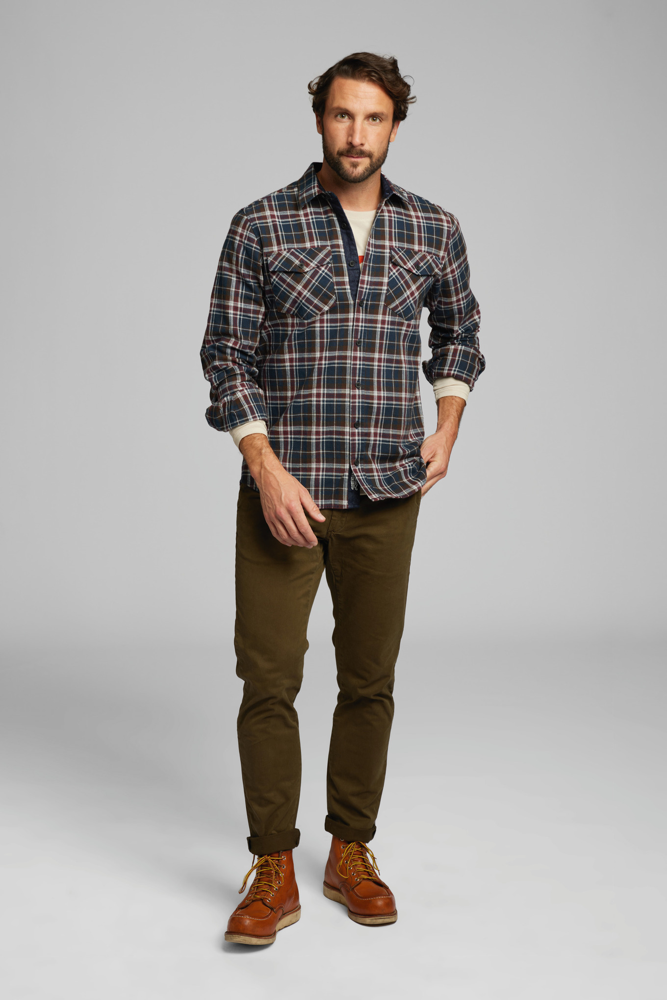 Skjorta PLAID FLANNEL blå / röd