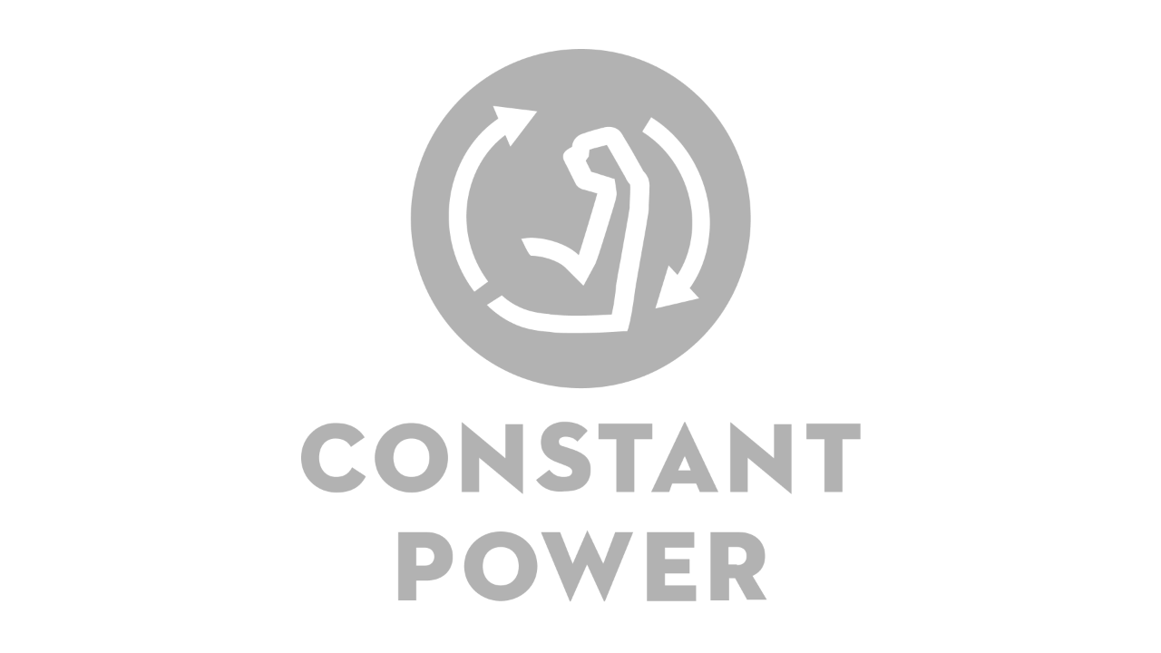 Ikon med en vinklad överarm och två pilar medurs, med texten ”Constant Power”