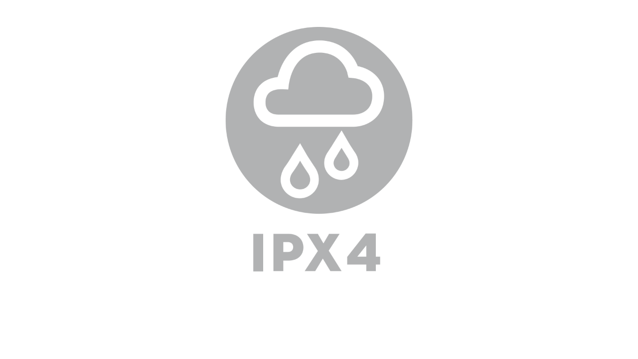 Ikon med ett regnmoln med texten ”IPX4”